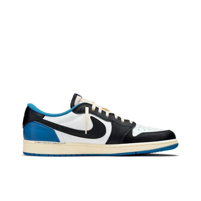 Travis Scott x Fragment Design x Jor_dan Air Jordan 1 Original Style Low SP Low-Top Basketball Shoes Unisex White Blue Black