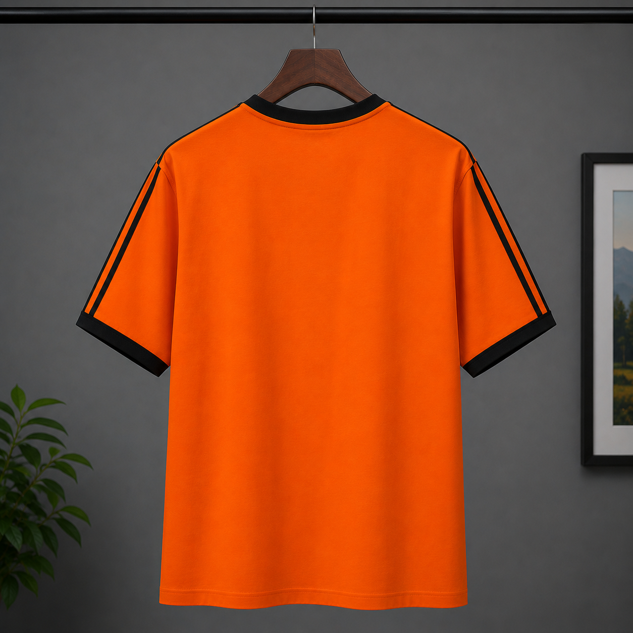 Ne_w Yo_rk Yank_ees Inspired Men's Premium Orange Oversized Cotton T-Shirt with Contrast Stripe
