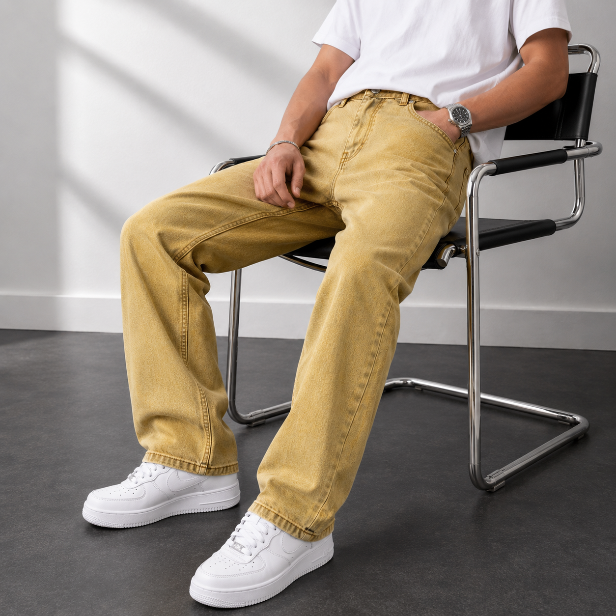 ZA_RA Basic Golden Straight Fit Jeans for Men | Premium Washed Denim | Casual Everyday Wear