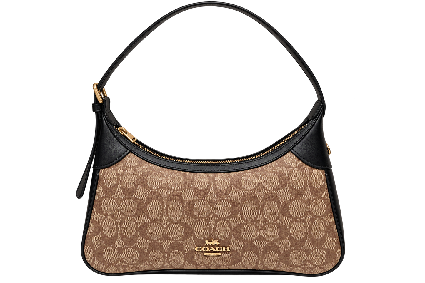 Co_ach Signature Monogram Shoulder Bag – Brown & Black Luxury Handbag