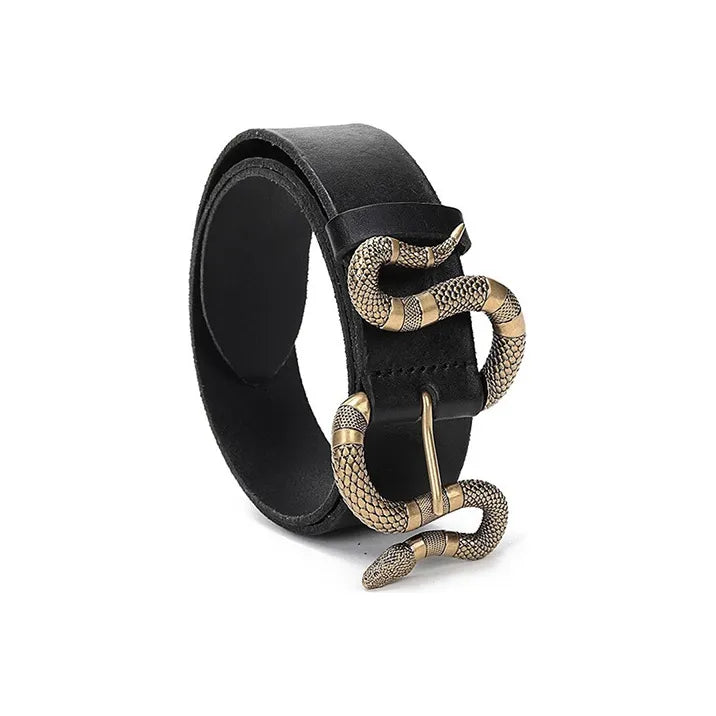 Gucci Original Cut Snake Casual Belt Leather Belt Men's Black 4CM Width