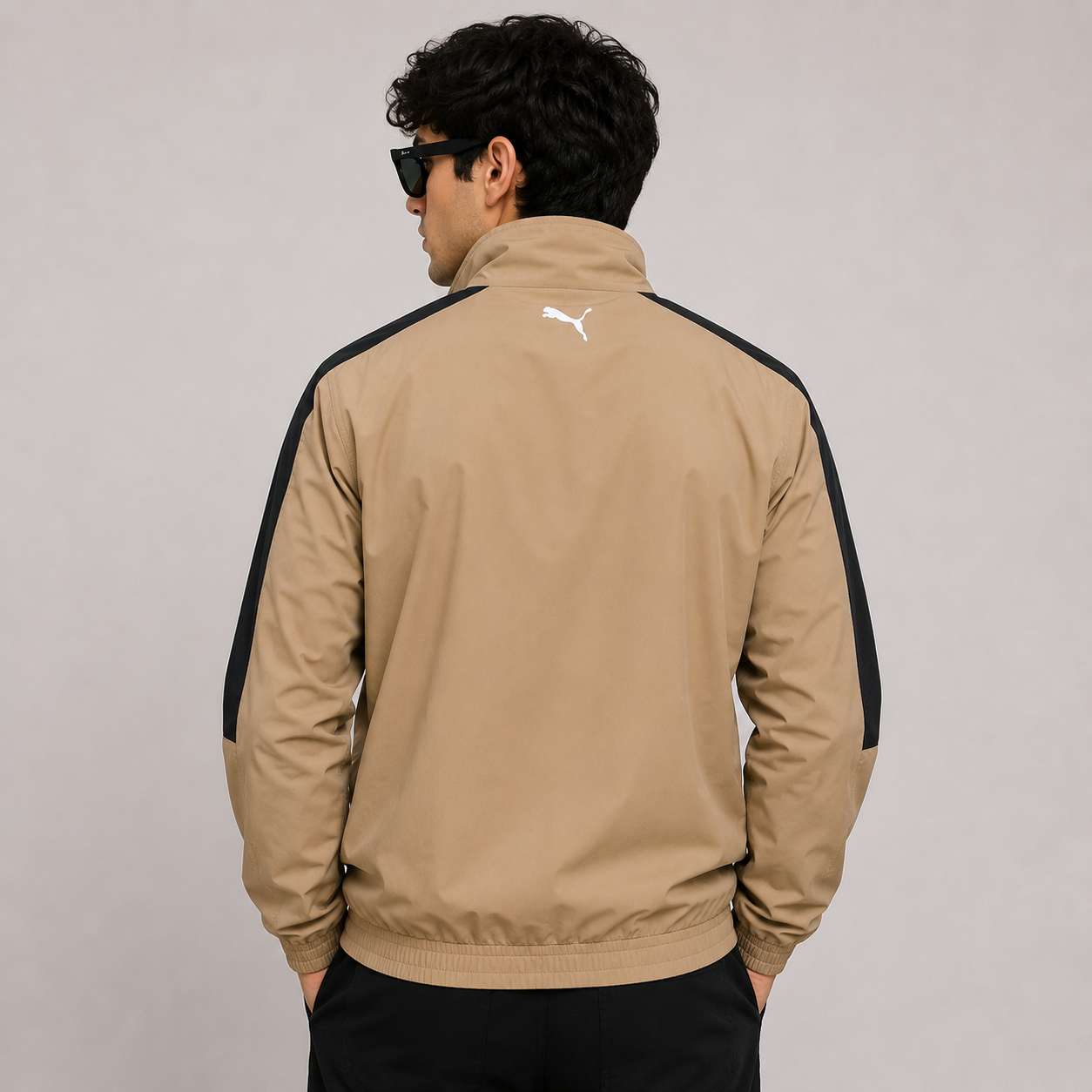 Pu_ma Men's Beige Premium Sports Jacket | Full Zip Lightweight Casual Track Jacket