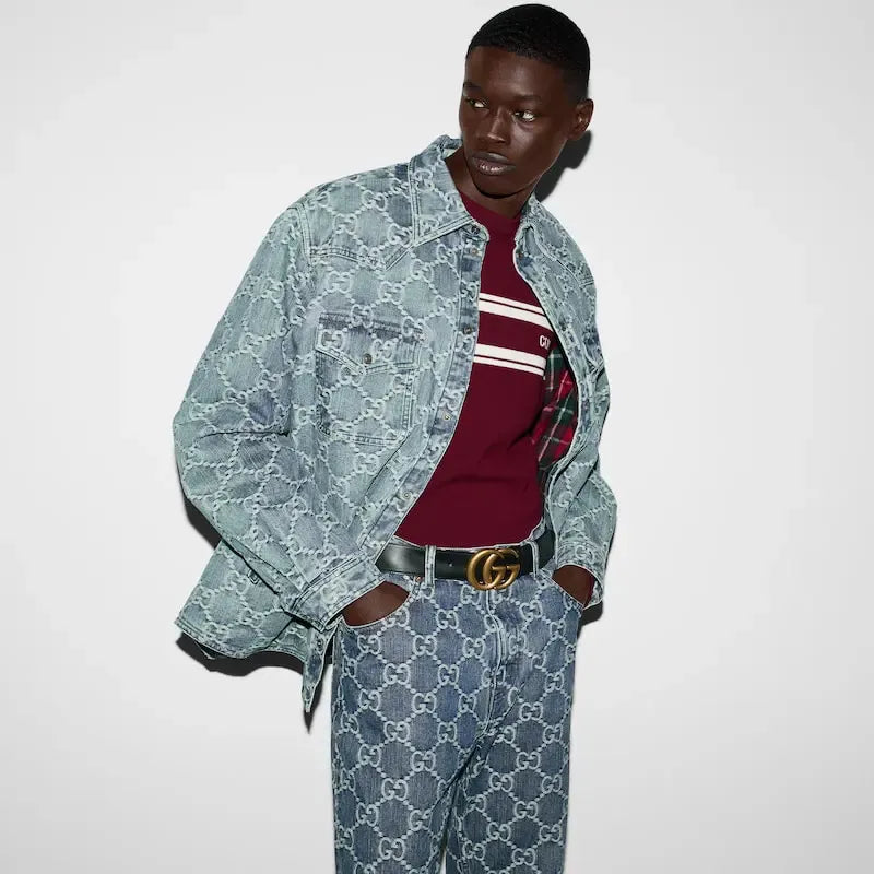 Gucci 2015 Re-edition Wide Leather Belt Black