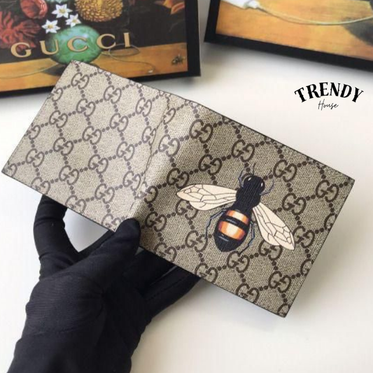 Gu(ci Bee Premium Men’s Leather Wallet | Luxury Bifold Wallet with Card Holder