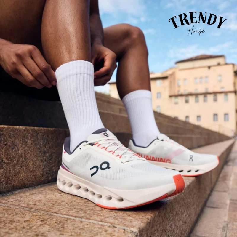On Running Cl0ud surfer Next White Flame Men’s Running Shoes | Lightweight Cushioned Sports Sneakers for Training & Everyday Comfort