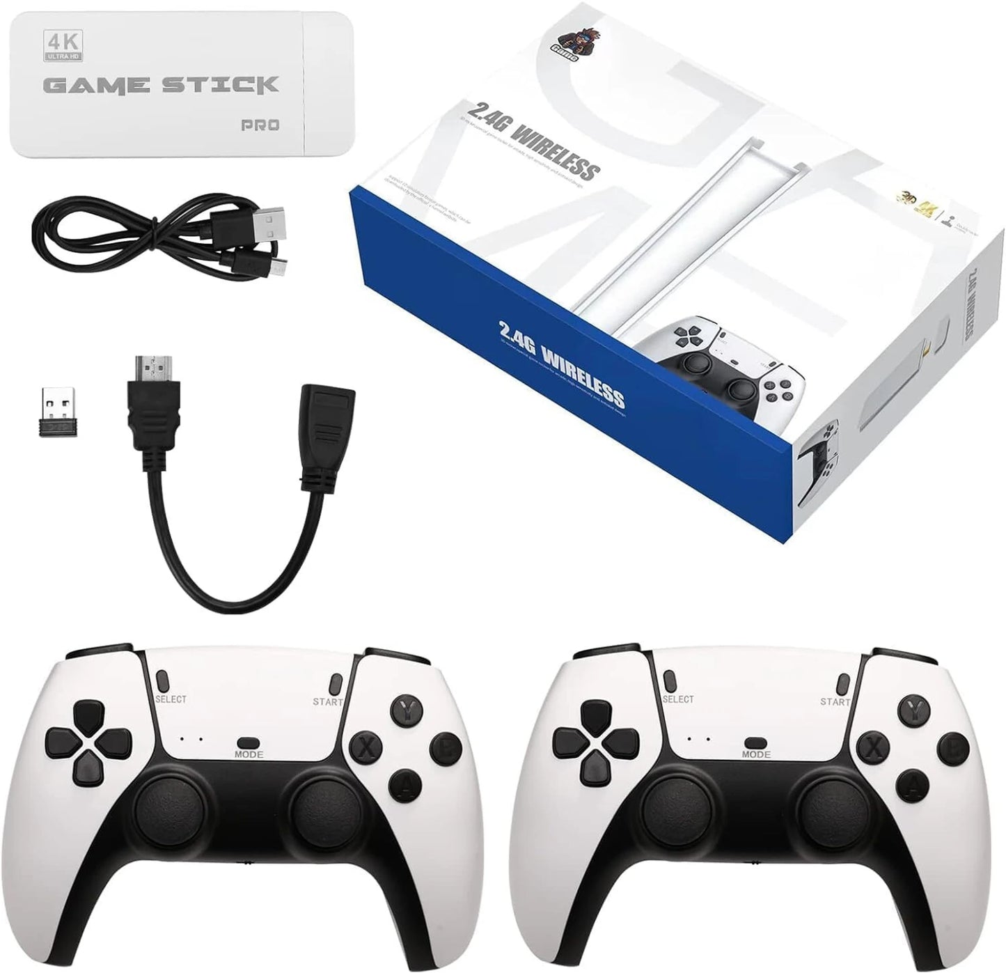 SMARTCAM M15 pro 2.4G Wireless Game Controller & 4K Game Stick | HDR 3D Gaming | Dual Rocker | Pro Gaming Chip | Long-Range Play | TV Compatible | Classic & Modern Games.. (White)