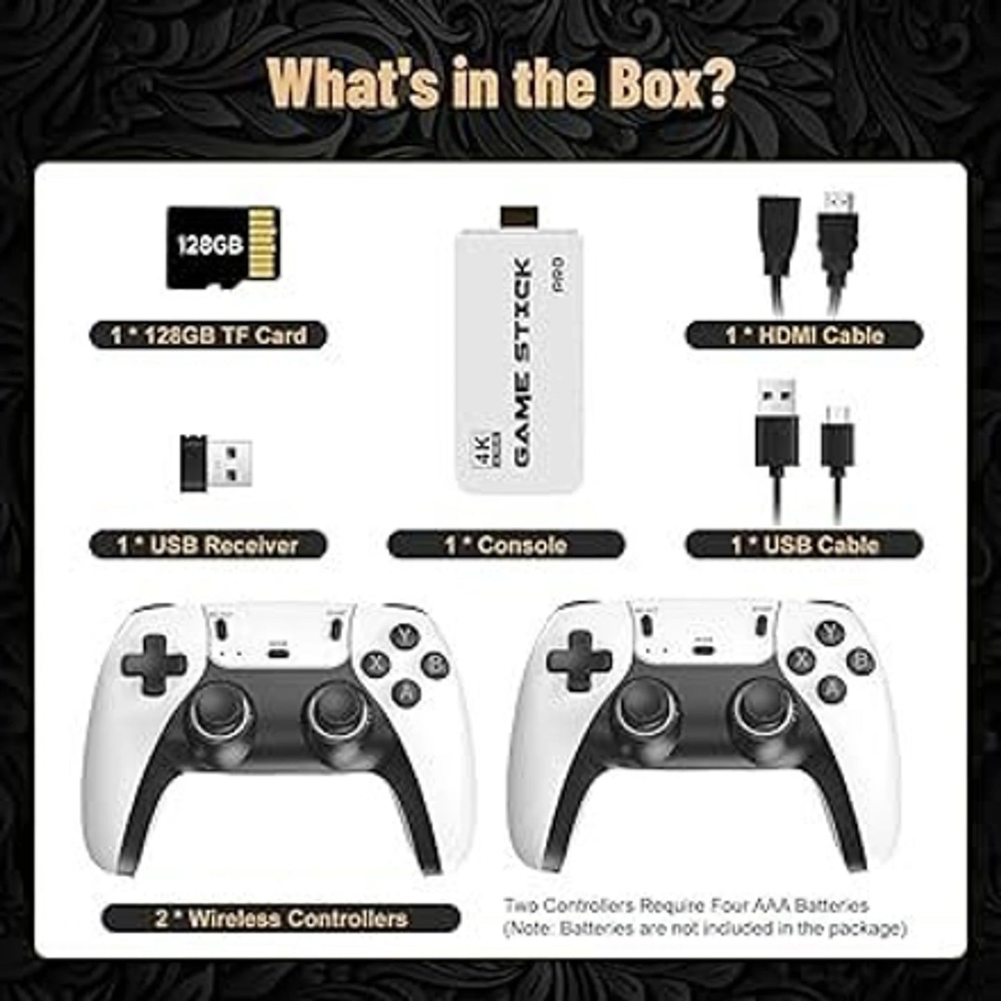 SMARTCAM M15 pro 2.4G Wireless Game Controller & 4K Game Stick | HDR 3D Gaming | Dual Rocker | Pro Gaming Chip | Long-Range Play | TV Compatible | Classic & Modern Games.. (White)