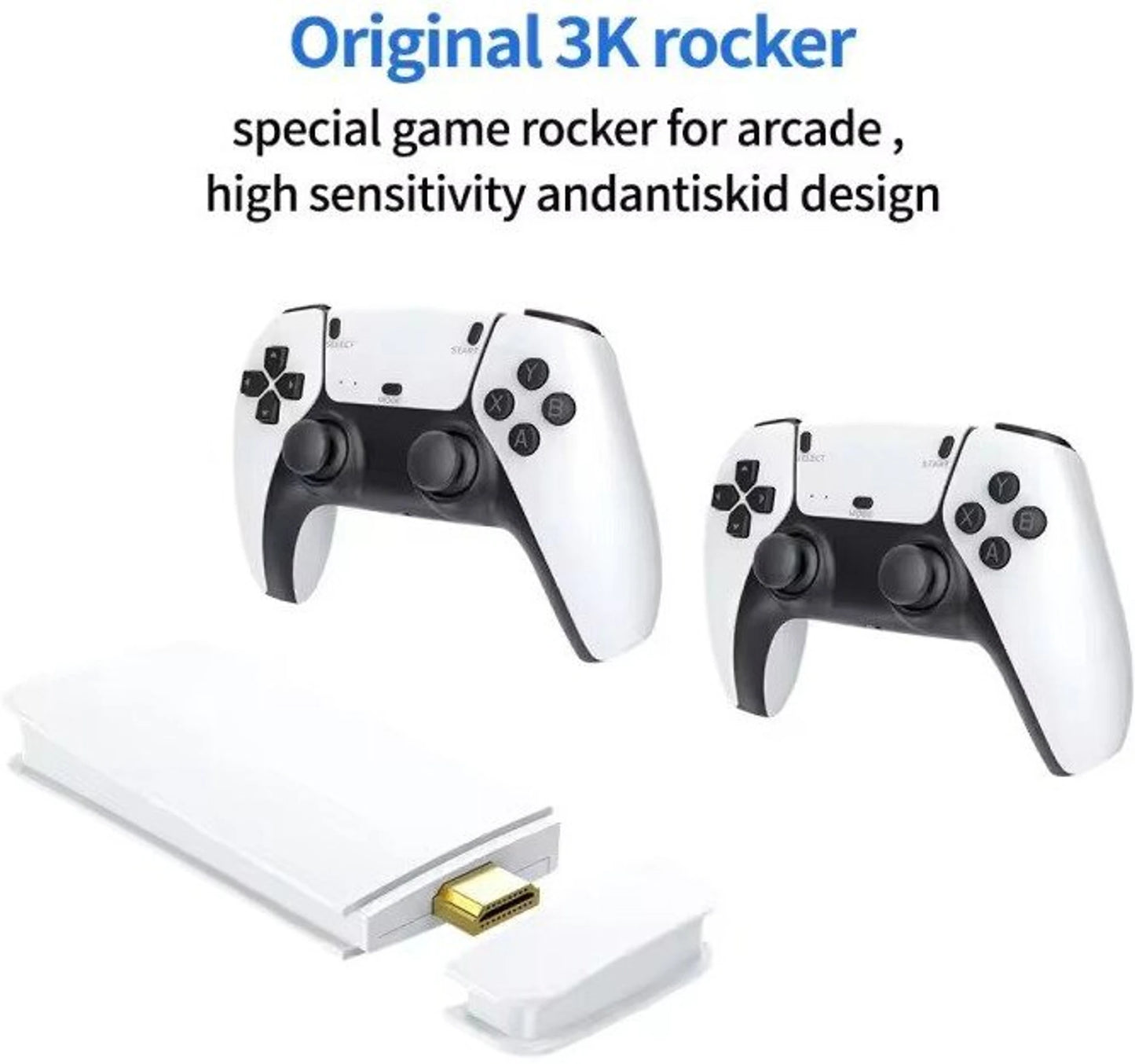 SMARTCAM M15 pro 2.4G Wireless Game Controller & 4K Game Stick | HDR 3D Gaming | Dual Rocker | Pro Gaming Chip | Long-Range Play | TV Compatible | Classic & Modern Games.. (White)
