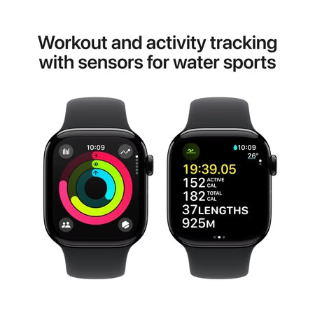 Ap_ple Watch Series 10 GPS 42 mm Jet Black Aluminium Case with Black Sport Band - S/M